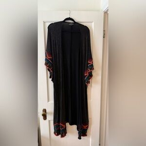 POL Black Kimono with Embroidered Sleeves